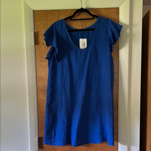 Flowing Layered Dress with Flutter Sleeves Ink Blue